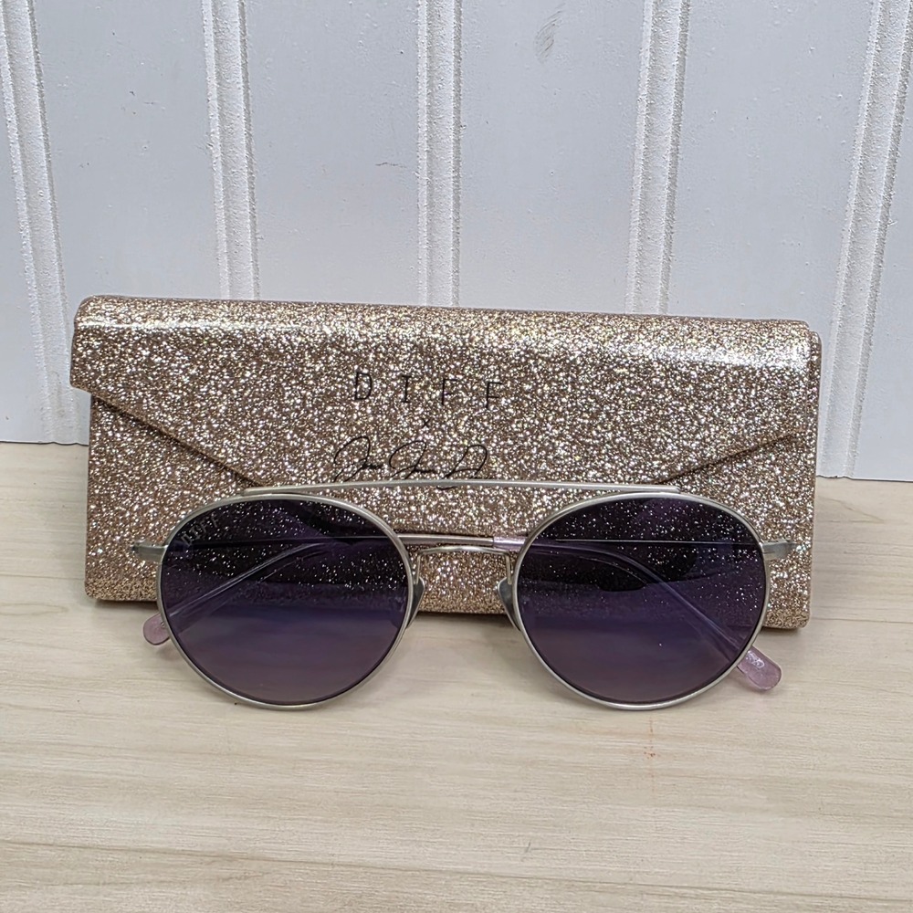 DIFF‎ x Jessie James Decker Silver Round Aviator Sunglasses Purple Gradient Lens